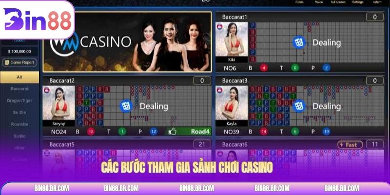 Các bước tham gia sảnh chơi Casino 