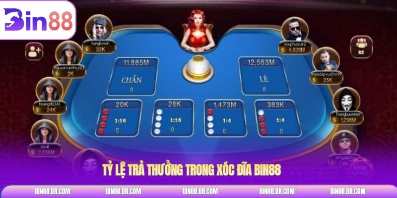 Tỷ lệ trả thưởng trong xóc đĩa BIN88