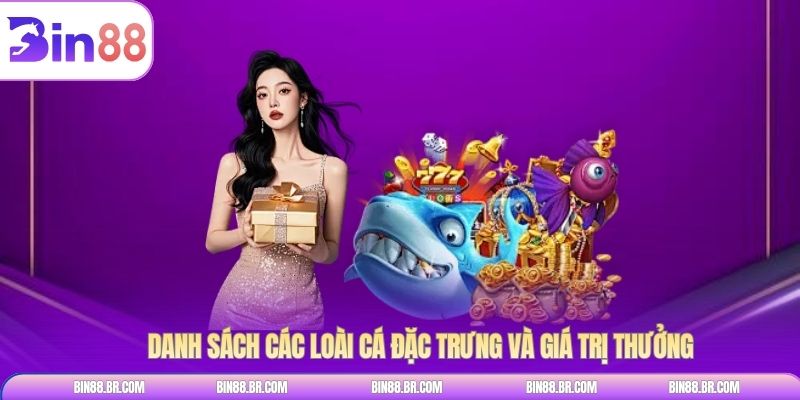 Danh sách các loài cá đặc trưng và giá trị thưởng